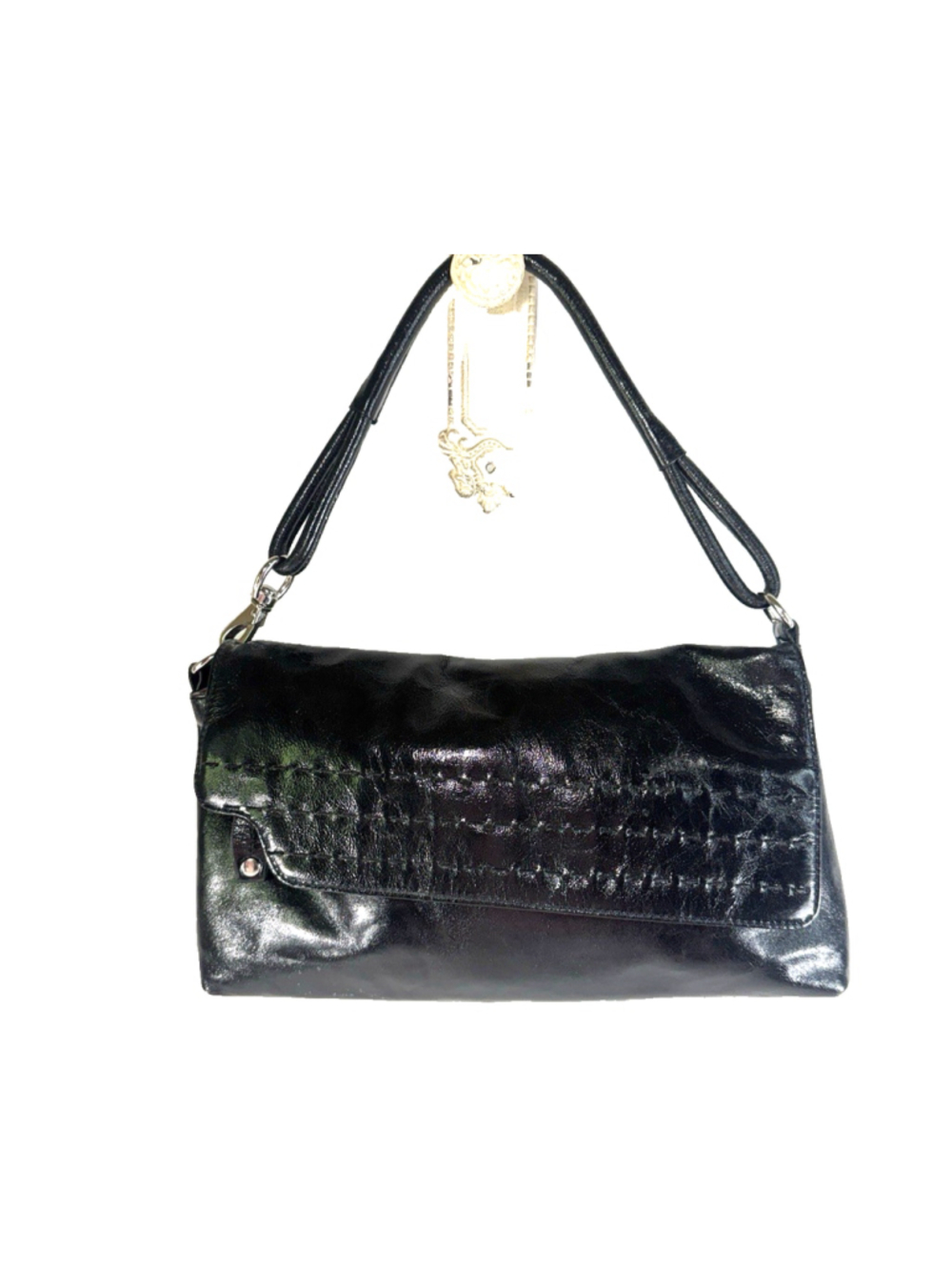 Donald J Pliner Black Leather Bag Purse - Picture 1 of 15
